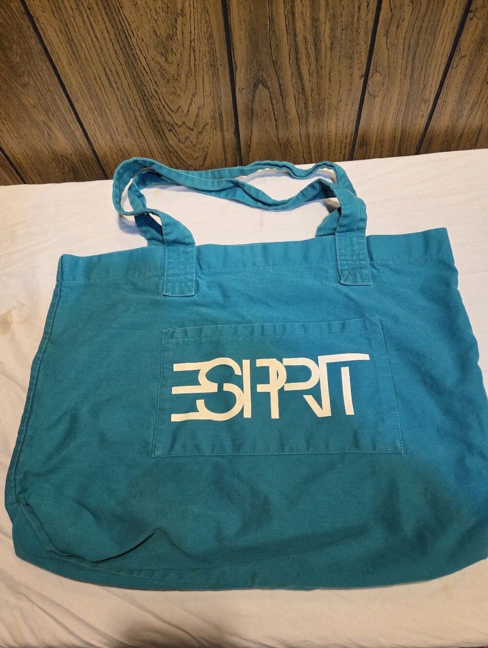 Vintage Esprit Tote Book Bag Vintage 80s 90s Aqua Teal Color 21x17
